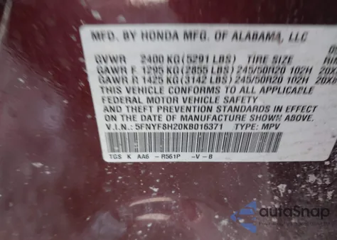 2019 Honda Passport Sport from USA, damaged, VIN 5FNYF8H20KB016371